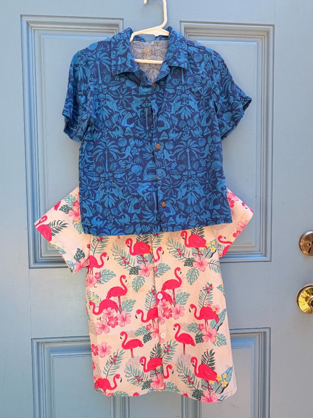 4T/110 Tropical Button Down Shirt Bundle Sharks & Flamingos 2 Pc